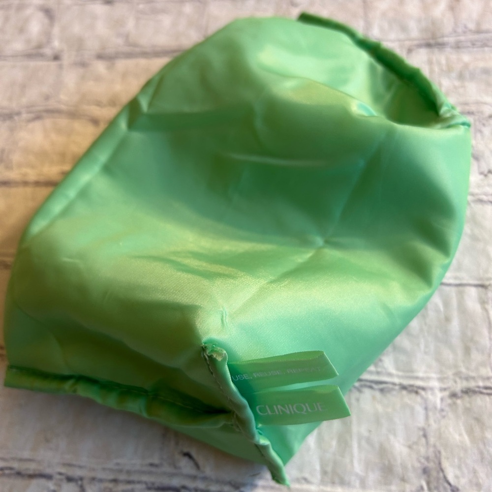 CLINIQUE SILLY PRINT (3) MAKEUP COSMETICS ZIP TOP BAGS GREEN AND PINK - Picture 6 of 12